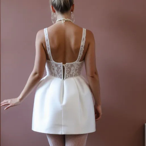 Mini Wedding Dress with Elegant Embellishments for a Glam Look