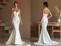 Elegant A-Line Bridal Gown – Deep V-Neck & Open Back Design