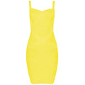 Women'S Sexy Bandage Dresses Christmas Autumn Sleeveless Spaghetti Belt Stretching Fitness Club Party Dress Mini Bodyconvestodos Yellow