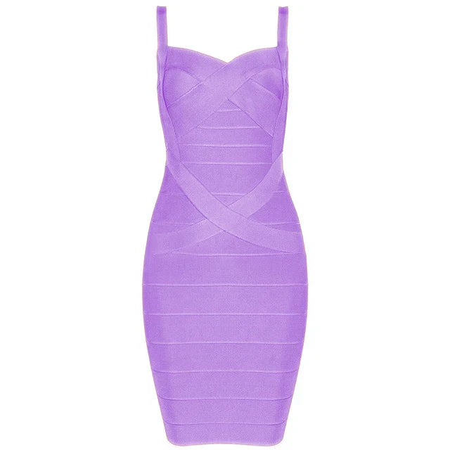 Women'S Sexy Bandage Dresses Christmas Autumn Sleeveless Spaghetti Belt Stretching Fitness Club Party Dress Mini Bodyconvestodos Lavender