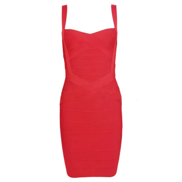 Women'S Sexy Bandage Dresses Christmas Autumn Sleeveless Spaghetti Belt Stretching Fitness Club Party Dress Mini Bodyconvestodos Red