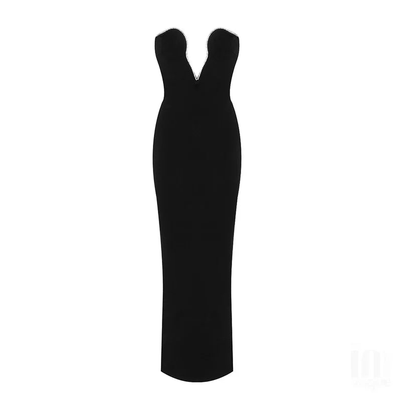 Celebrity Fashion Red Carpet Dress Off the Shoulder Sexy Bandage Bodycon Long Dress Women Elegant Evening Party Dress Vestido black