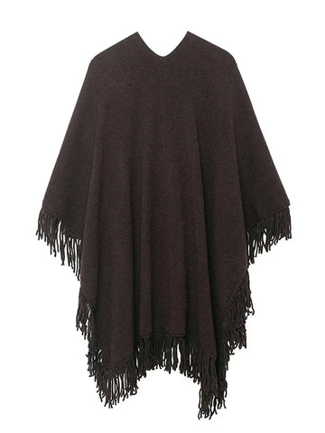 Women's Bomber Jacket Tassel Patchwork Knitted Cape Coats Street Female V-neck Loose Fitting Knitwear Chic Ladies Partywear New