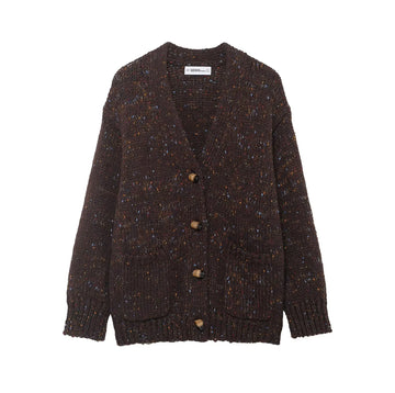 2025 Winter New Sweet and Lazy Style V-neck Long Sleeve Small Dot Knitted Loose cardigan Coat for Women