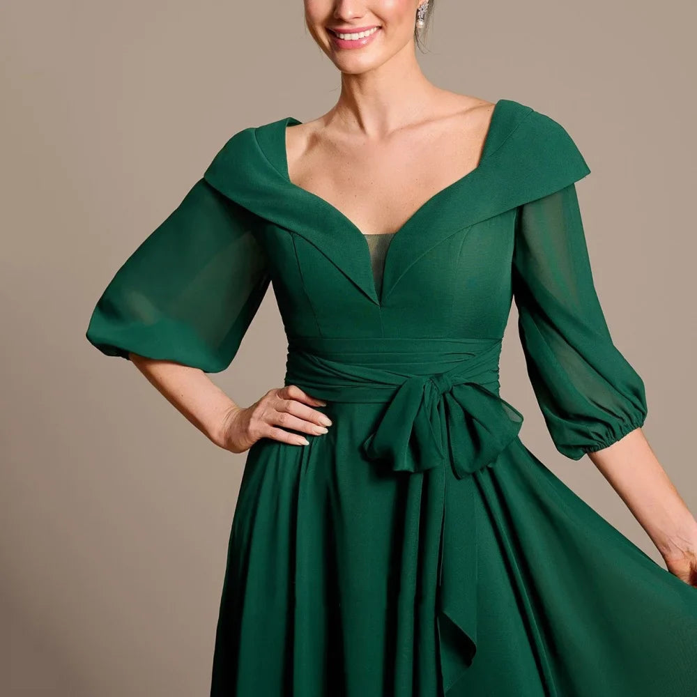 Mother Dresses Simple Customized A Line Chiffon Bride Party Dress Ankle Length Occasion Gown Elegant robes invitée mariage