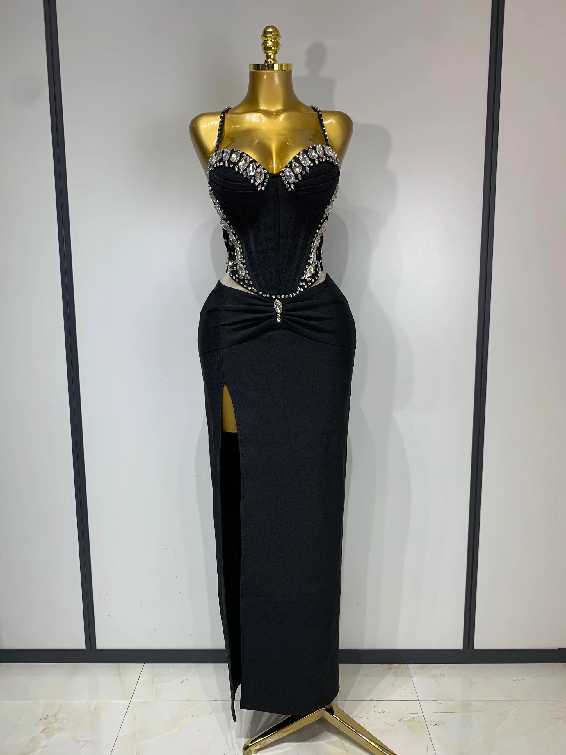 Women Sexy Backless Bodycon Sleeveless Bandage Dress Elegant Prom Gown Club Evening Party Luxury Birthday Wedding Guest Dresses black