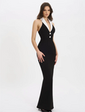 New Fashion Women Sexy Off the Shoulder Halter V-Neck Bodycon Long Bandage Dress Elegant Evening Party Cocktail Outfit