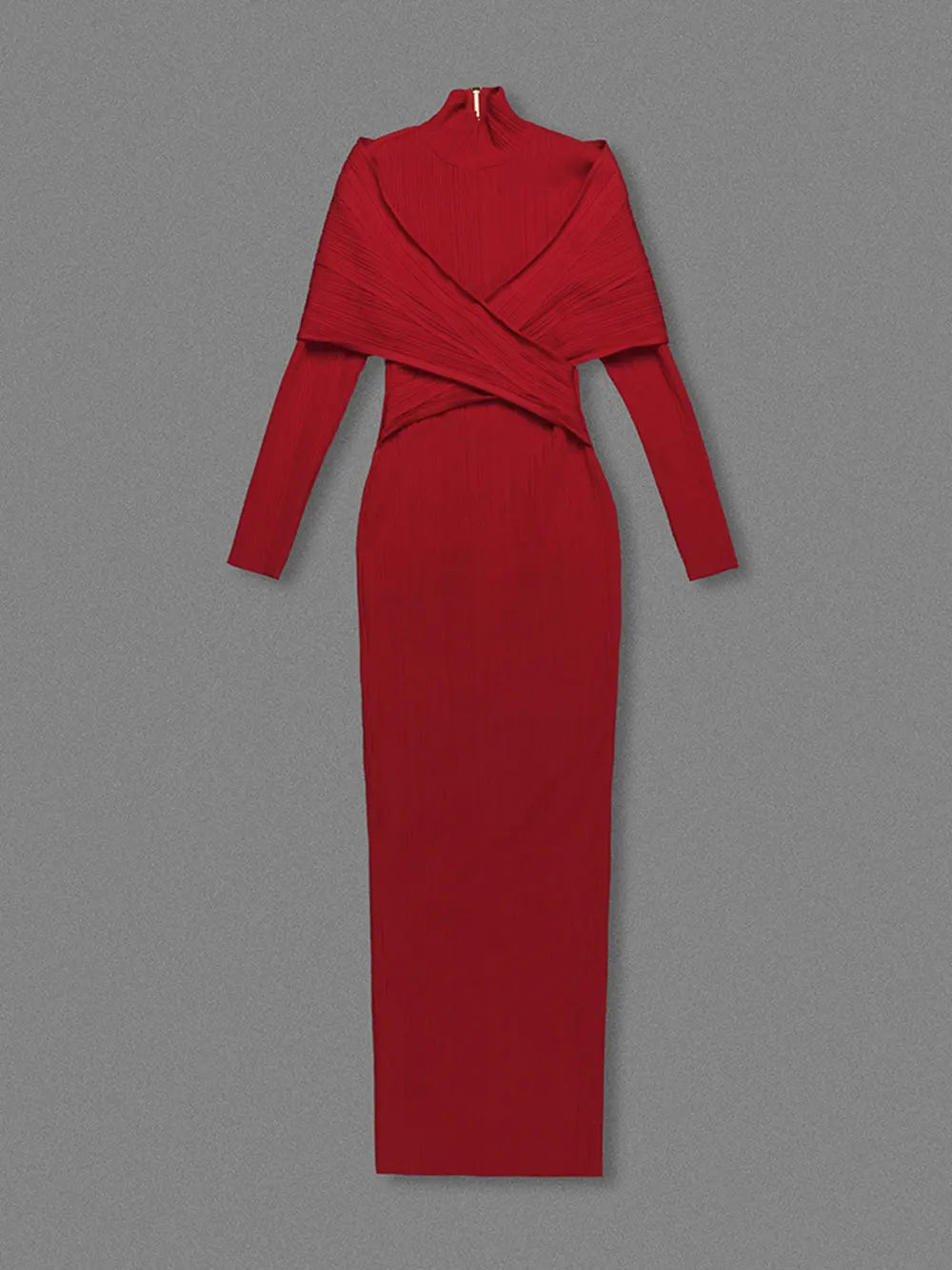 2024 Elegant Women Christmas Bandage Dress Stand Collar Patchwork Long Sleeve Bodycon Long Dress Cocktail Evening Party Vestidos