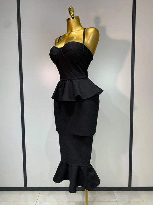 Women Sexy Backless Tierred Bodycon Bandage Dress Celebrity Elegant Evening Party Club Wedding Dress Birthday Vestido