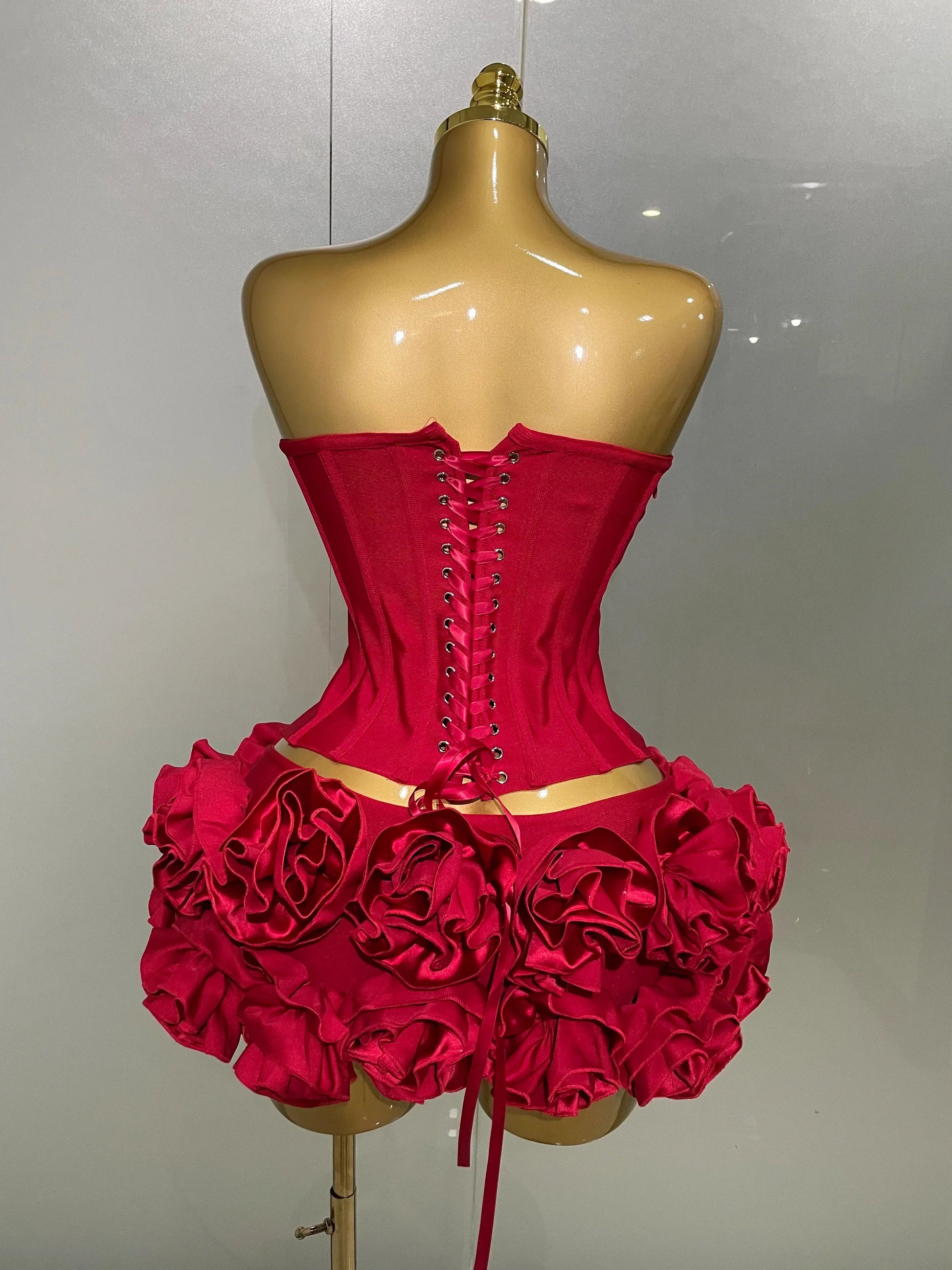 Women Sexy Strapless Prom Gown Fashion Celebrity Club Party Skirt Set Birthday Cocktail Outfit Birthday Party Bandage Dress