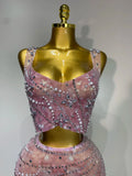 Women Sexy Two Pieces Set Celebrity Luxury Rhinestone Nightclub Skirt Suits Singer Dancer Stage Costume Evening Club Party Gowns