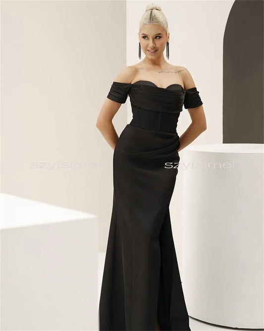 Modern Sheath Front Slit Bridal Gowns Sweep Train Wedding Gowns Off Shoulder Bridal Dresses 2026 Boho Women Custom Made