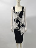 2025 Elegant Women's 3D Flower Design Bandage Dress Camisole Sleeveless Bodycon Knee length Dress Cocktail Banquet Dress Vestido