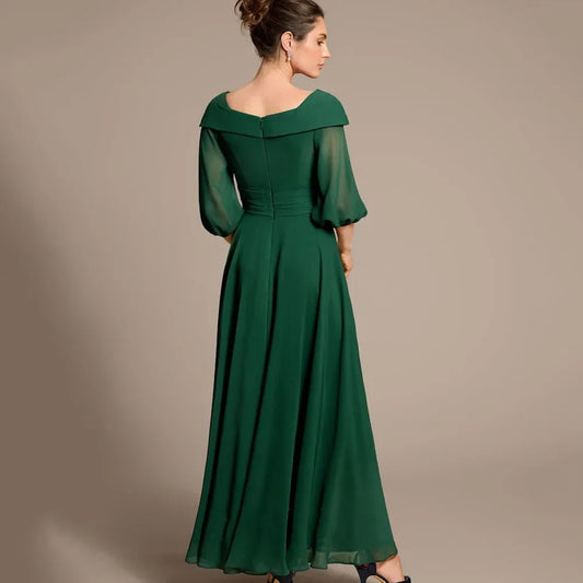 Mother Dresses Simple Customized A Line Chiffon Bride Party Dress Ankle Length Occasion Gown Elegant robes invitée mariage