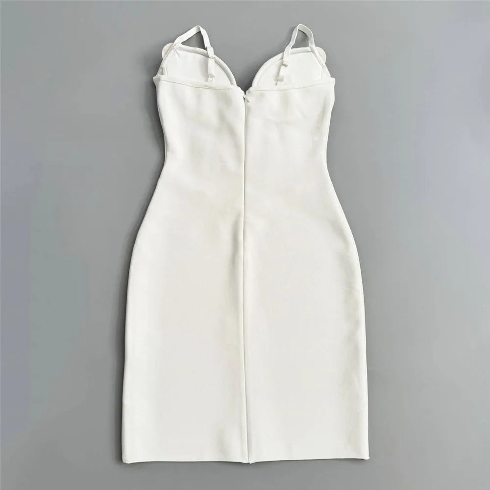 New Arrival Women Sleeveless Sexy Strap Shinning Crystal Bodycon Mini Bandage Dress Nightclub Party Girls' Vacation Outfit