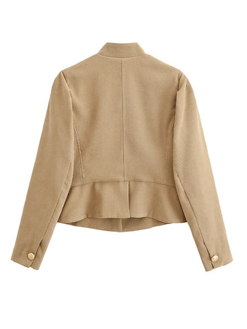 Women's Coats Stand Collar Single Breasted Jacket New Office Lady Long Sleeve Slim Party Evening Clubwear Retro Lady Streetwear