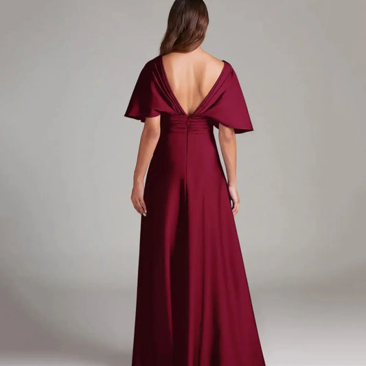 Mother Of The Bride Dress - Formal Customized Elegant Mother of Dresses Short Sleeve Evening Gowns Applique A Line Bride Party Dress robes invitée mariage