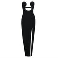 New Summer Women Sexy Strapless Keyholes Bodycon Bandage Mid-calf Dress Nightclub Party Evening Dress Wholesale