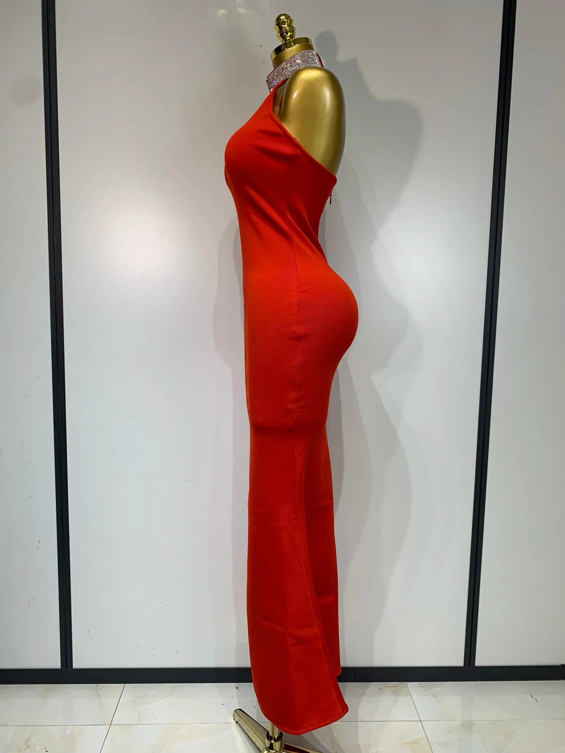 Luxury Birthday Bandage Dress Women Elegant Red Halter Backless Celebrity Evening Party Wedding Gowns Club Gala Dresses