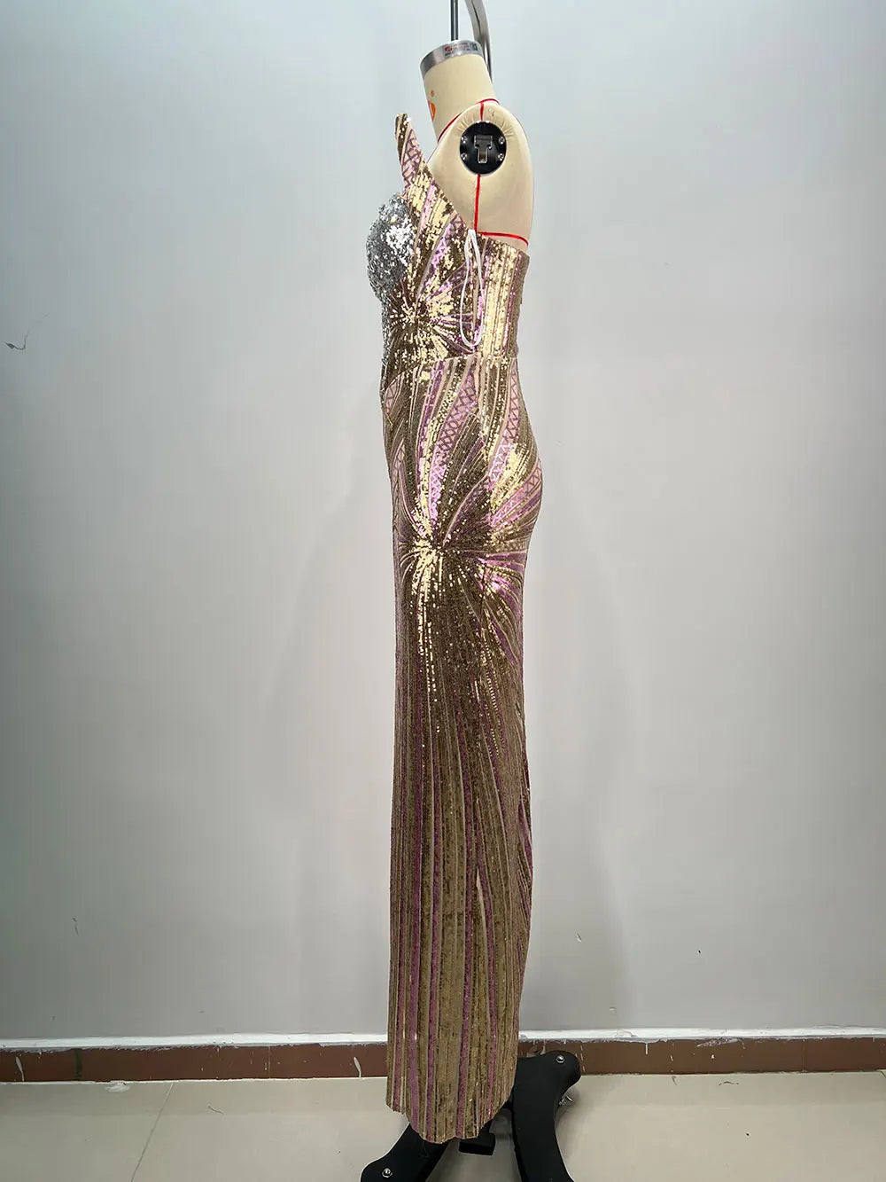 2024 Sexy Women'S Light Luxury Nail Bead Patchwork Sequin Maxi Dress Strapless Sleeveless Bodycon Backless Long Dresses Vestidos