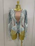 Flashing Sequins Tassels Sexy See-Through Sheath Bodysuit Evening Party Nightclub Dancer Stage Perfprmance Costume MULTI