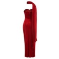 New Spring Women Sexy Strapless Velvet Bodycon Long Dress Celebrate Fashion Evening Party Cocktail Outfit
