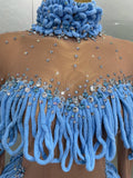 Women Shining Rhinestones Sexy Mesh Tassels Bodysuit Birthday Party Club Performance Dance DJ Leotard Show Stage Wear
