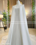 Muslim Wedding Dresses with Cape O Neck Long Sleeve Sweep Train A Line Beading Chiffon Hijab Bride Bridal Gowns Customized