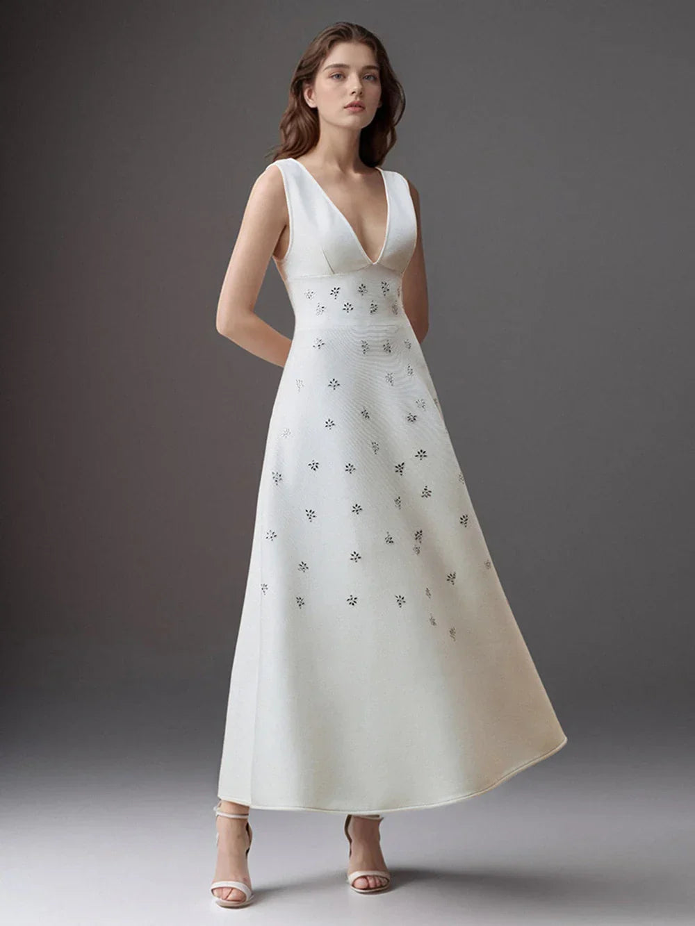 Prom Dress Elegant Crystal Sleeveless Bandage Wedding Dress For Women High waist A-line Maxi Summer Evening Party Dresses Robe