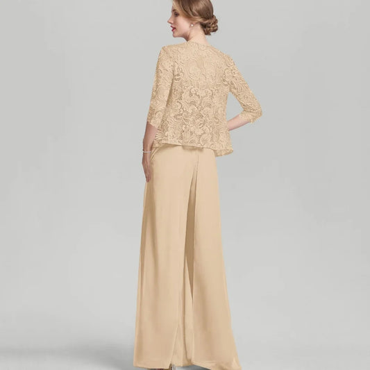 Mother Dresses Vintage Customized Jumpsuit Lace Bride Party Dress Tank Formal Occasion Gown Applique robes invitée mariage