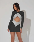 2022 New Autumn Rayon Bandage Women Long Sleeve Sexy Holes Bodycon Mini Dress Celebrate Fashion Nightclub Party Outfit Vestido