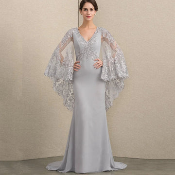 Mother Dresses Vintage Customized Mermaid V Neck Bride Party Dress Lace Formal Occasion Gown Applique robes invitée mariage picture color