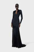 New Arrival Women Long Sleeve Sexy Keyholes Bodycon Floor-length Dress Elegant Evening Party Prom Runway Fashion Dress