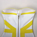 2024 Sexy Women'S Yellow Striped Patchwork White Bandage Dress Strapless Sleeveless Backless Bodycon Mini Dresses Party Vestidos
