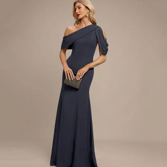 Mother Of The Bride Dress - Customized Elegant Dress Mermaid Off Shoulder Wedding Party Gowns Formal Occasion Chiffon Mother Dresses For Bride New Arrival picture color