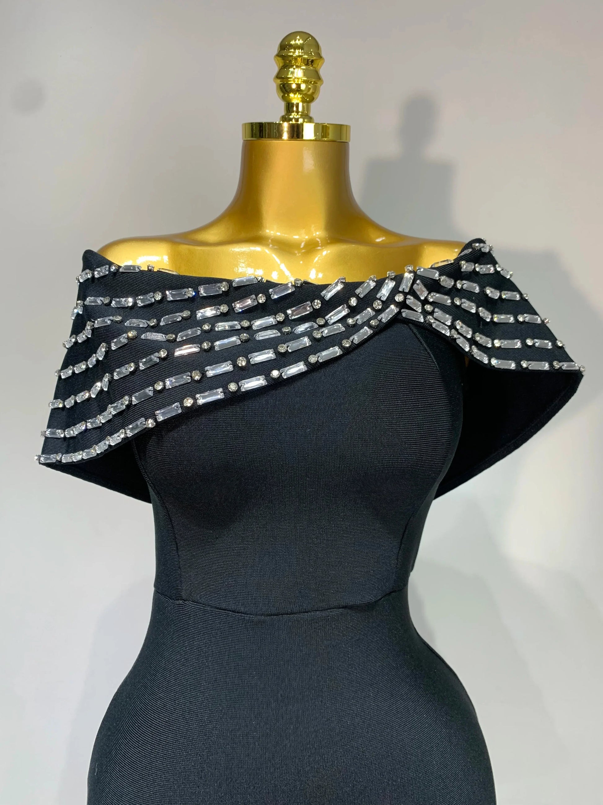 Fashion Sexy Strapless Black Off-shoulder Bodycon Bandade Dress Celebrity Cocktail Party Luxury Birthday Wedding Dresses