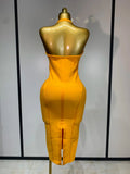 Women Sexy Backless Bandage Midi Dress Fashion Halter Sleeveless Backless Bodycon Club Evening Party Wedding Guest Dresses