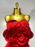 Women Sexy Strapless Backless Flower Red Mini Bodycon Dress Celebirty Elegant Evening Club Party Luxury Birthday Dresses