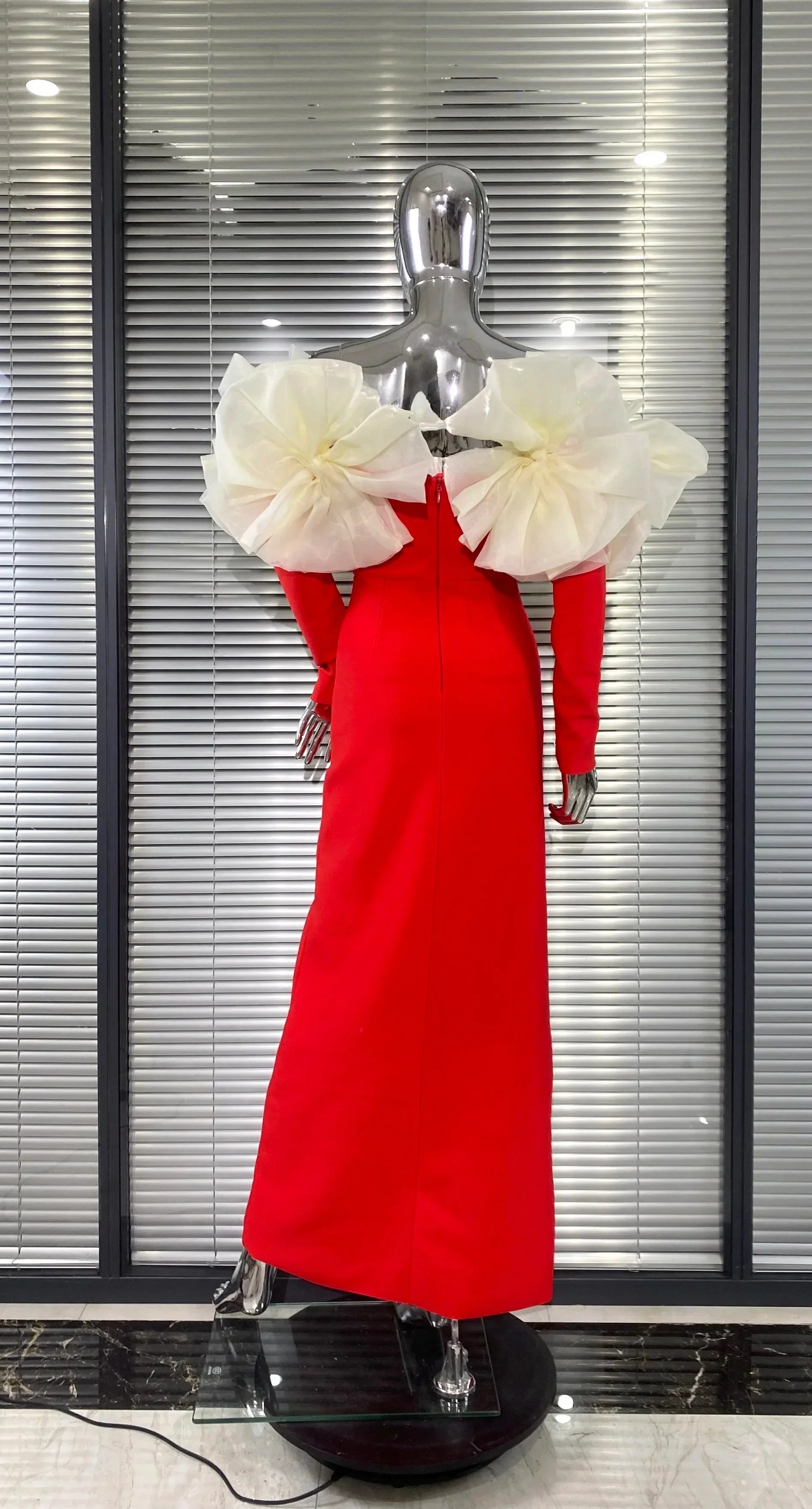 Stereoscopic Flower Sexy Off The Shoulder Ankle Lenght Bandage Dress Woman Birthday Party Vestido Celebrity Party Outfit