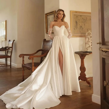 Luxury Wedding Dresses 2026 A line Sweep Train Bridal Dress Customzied Back See Through 웨딩드레스 빅사이즈 robe mariee sirene