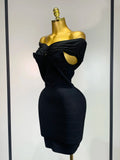 Fashion Sexy Strapless Black Off-shoulder Mini Bodycon Bandade Dress Celebrity Cocktail Party Luxury Birthday Club Dresses