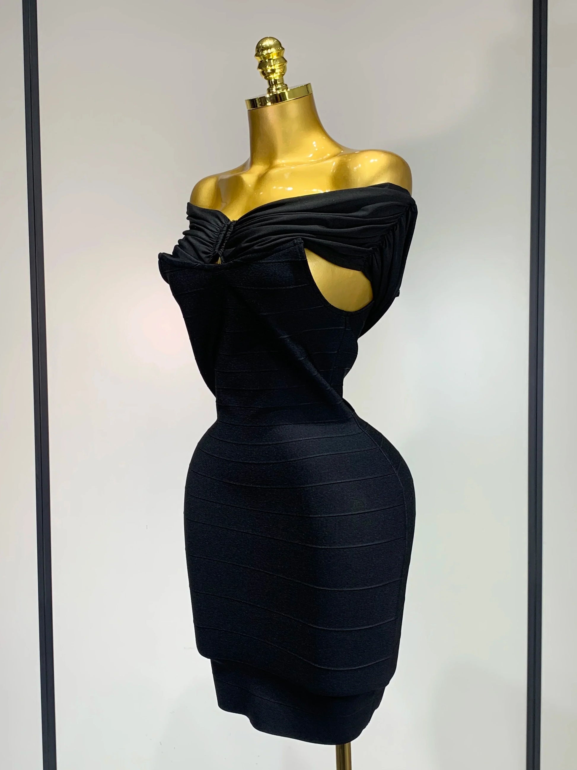 Fashion Sexy Strapless Black Off-shoulder Mini Bodycon Bandade Dress Celebrity Cocktail Party Luxury Birthday Club Dresses