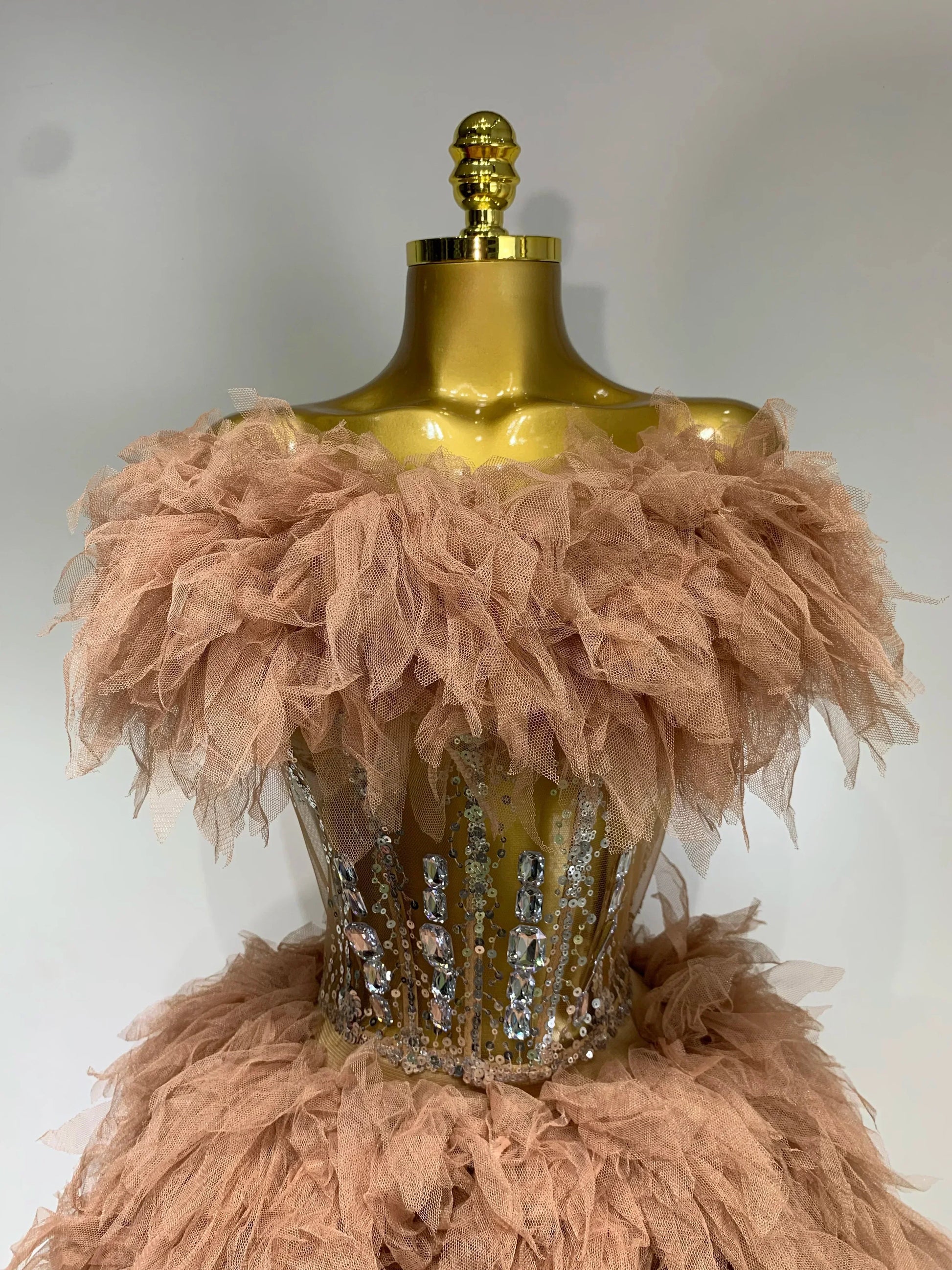 Women Sexy Strapless Mesh Two Pieces Set Celebrity Nightlcub Party Photo Shoot Outfit Prom Gown Luxury Birthday Dresses