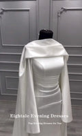 Muslim Wedding Dress O-Neck Satin Customized White Ivory Arabic Bridal Gown Long Sleeves Vestido De Noiva