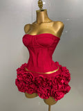 Women Sexy Strapless Prom Gown Fashion Celebrity Club Party Skirt Set Birthday Cocktail Outfit Birthday Party Bandage Dress