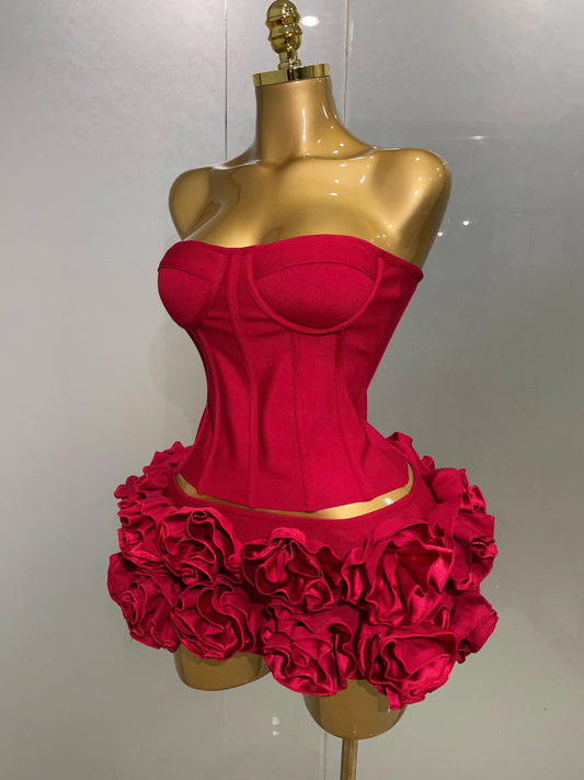 Women Sexy Strapless Prom Gown Fashion Celebrity Club Party Skirt Set Birthday Cocktail Outfit Birthday Party Bandage Dress