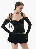 New Summer Women Sexy Lace Off the Shoulder Full Florlas Bodycon Mini Dress Nightclub Party Celebrate Bar Singer Wear black