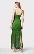 Black Green Women Sleeveless Sexy Strap V-Neck Bodycon Long Tassels Bandage Dress Celebrate Fashion Red Carpet Evening Dress