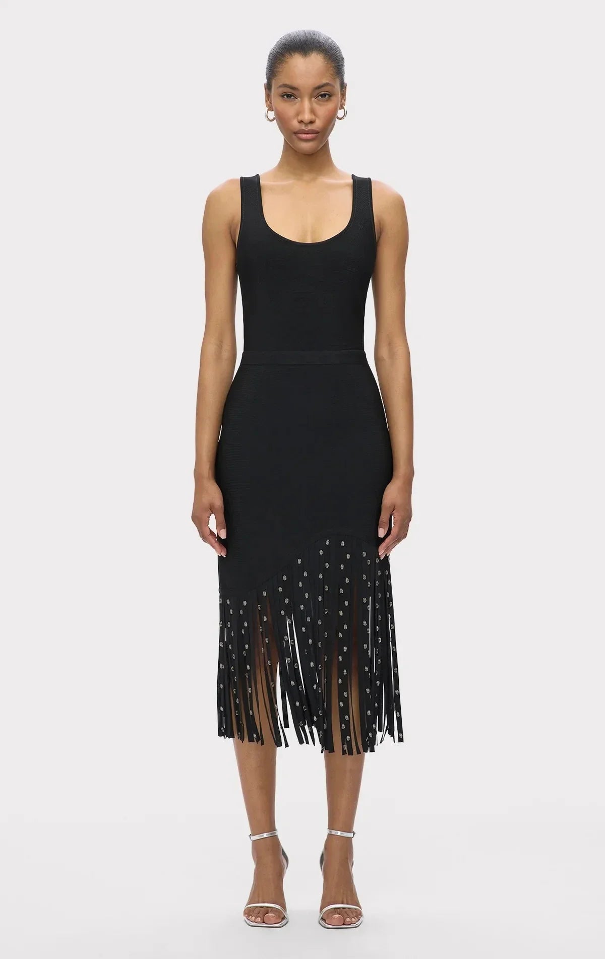 New Fashion Crystal Tassel Temperament Suspender Bodycon Bandage Dress Sexy Midi Evening Party Birthday Dresses Vestidos