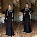 Black Red Color Women Long Sleeve Shinning Crystals Long Maxi Dress Celebrate Elegant Evening Party Outfit Vestido